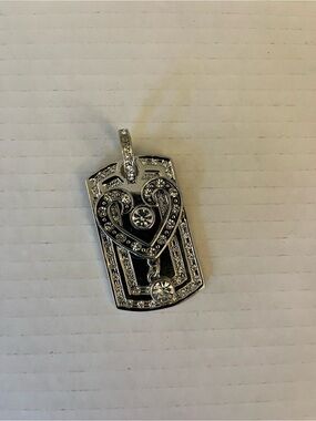 DaVinci Silver Heart and Crystal Pendant